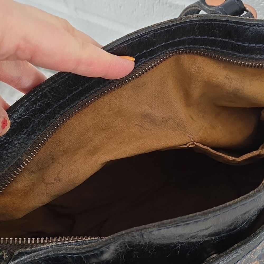 Patricia Nash Black Gold Embossed Floral Tote Bag Metal Hardware Medium - Picture 15 of 16